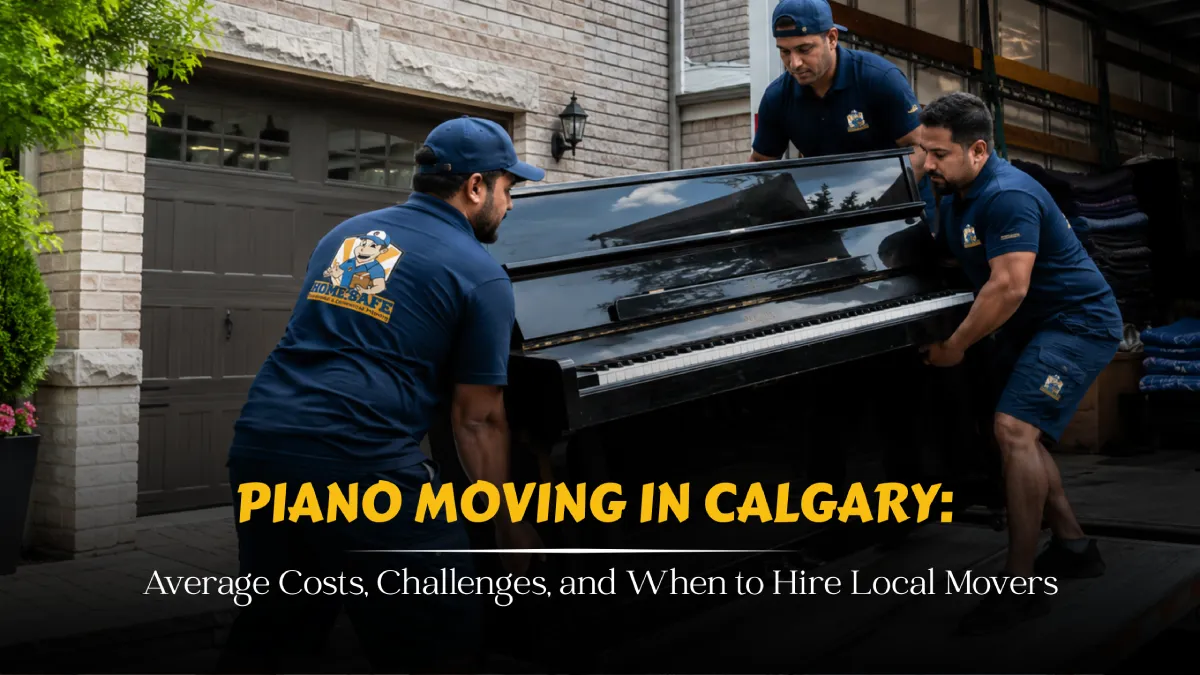 Local Calgary movers handling a piano move with care